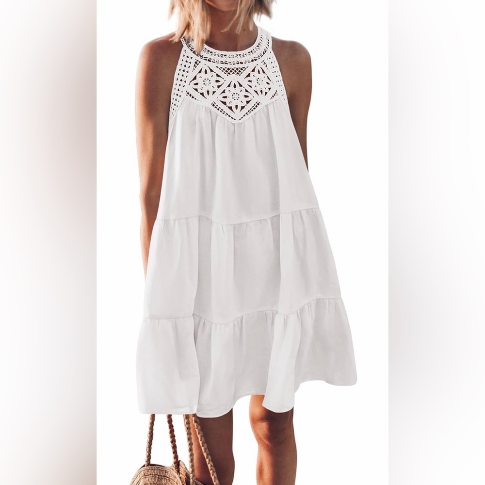 🆕Halter Neck A-Line Boho Mini Dress